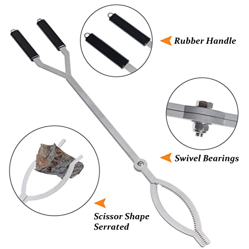 40" Fire Tongs Firewood Grabbers, Stainless Steel Large Fire Pit Tool Indoor Fireplace Outdoor Bonfire Campfire Backyard Deck Camping Log Grabbers Tool #TOP2