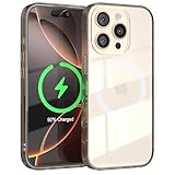 EAZY CASE Hülle für iPhone 16 Pro kompatibel mit Qi Charging Ultra Aufprallschutz Stoßfest Kratzfest dünne Schutzhülle mit Kameraschutz Silikon Cover Clear Hybrid Handy Hülle Transparent - Qi Charging