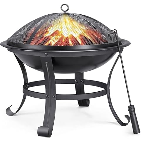Yaheetech Round Fire Pit for Outdoor Use Cover
