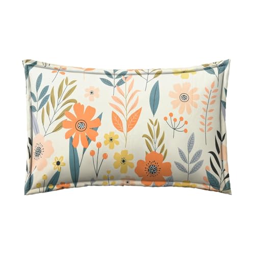 Image of Wakewell Pillow Cover Set of 2 | Standard Size | Soft & Breathable | Machine Washable | Bedroom & Living Room (Pastel Green Floral)