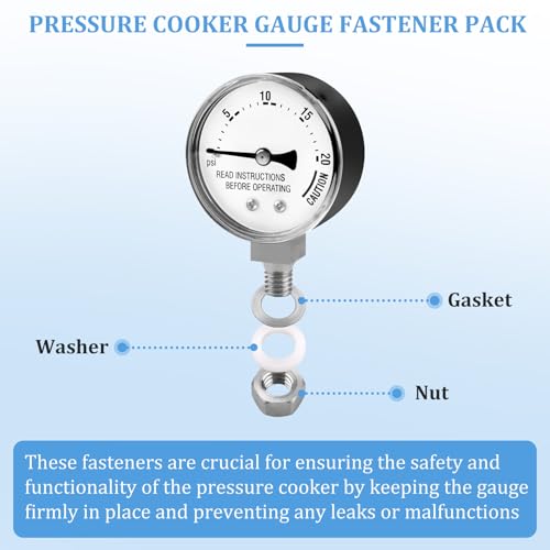 Pressure Cooker Gauge Fastener Pack 82248 Replacement for Presto Pressure Canner Steam Gauge 85772 82237 82121, Pressure Cooker Replacement Parts