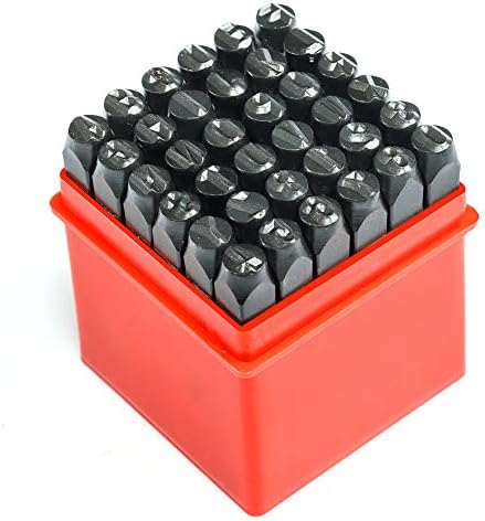 36PCS Uppercase Letter and Number Metal Stamp Set，1/4 inch (6mm) Alphabet A-Z and Number 0-9 and Symbol, Iron Stamps Punch Press Tool for Imprinting on Metal/Jewelry/Wood/Plastic/Leather