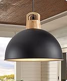 Karjearl Farmhouse Pendant Light, 11.8" Black Pendant Lighting for Kitchen Island Modern Dome Pendan