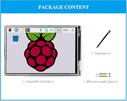 Image of 3.5inch Touch Screen Compatible with Raspberry Pi 5 /Pi 4B /3B+ /3B /Zero /Pi Zero 2W /Zero W /Zero WH /CM5 /CM4, 480x320 IPS Display, 160 Viewing Angle, SPI Touch Port