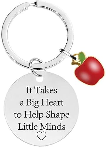 School Teacher Appreciation Silver Key Rings - Heart Message