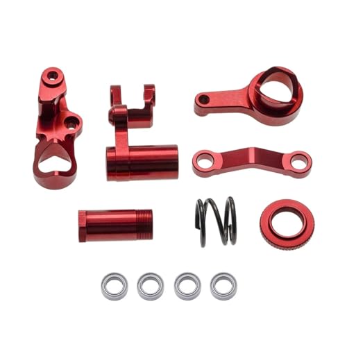 RC Crawlers Toys For Traxxas For Slash For Rustler Stamped For Hoss 4X4 For VXL 1/10 　RC Metal 6845X 　Steering Bellcranks And Drag Link Servo Saver Set(Red)
