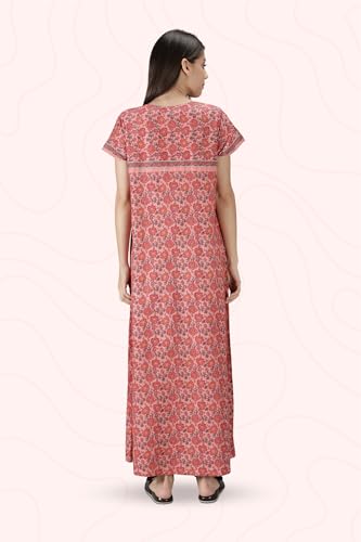 Image of NIHSAMAH Cotton Nighty for Women with Pocket, Premium Printed Long Nighty | Comfortable & Fancy Sleepwear /Nightwear