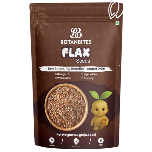 Image of BOTANBITES Flax Seeds 250g - Alsi Seeds | Rich in Omega-3, Fibre & Antioxidants | High Protein Superfood for Digestion, Heart Health & Fat Loss | Raw Seeds for Eating | Vegan & Gluten-Free Snack (250g)