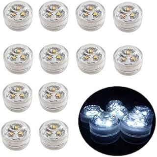 Afoosoo 12pcs Flameless LED Tea Light Candles Battery Operated Waterproof Submersible Decorative Lights for Christmas Wedding Centerpiece Halloween Party Lights (White Color)
