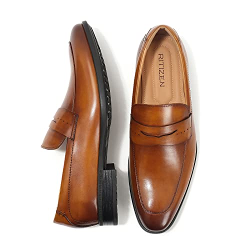 Men's Slip on Oxford Dress Shoes Classic Handmade Calfskin Manufacturing More Compact, Choose The Right Size to Modify The Foot Shape3