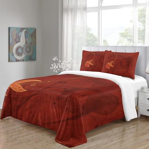 Housse de couette poisson rouge 3D parure lit King 220x240cm - 5