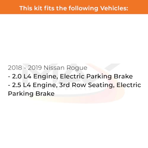 Image of Max Advanced Brakes Front & Rear Brake Kit Compatible With 2018 2019 Nissan Rogue w /2.0L EPB 2.5L w /3rd Row EPB Replacement Geomet Coated OE Disc Brake Rotors and Ceramic Brake Pads