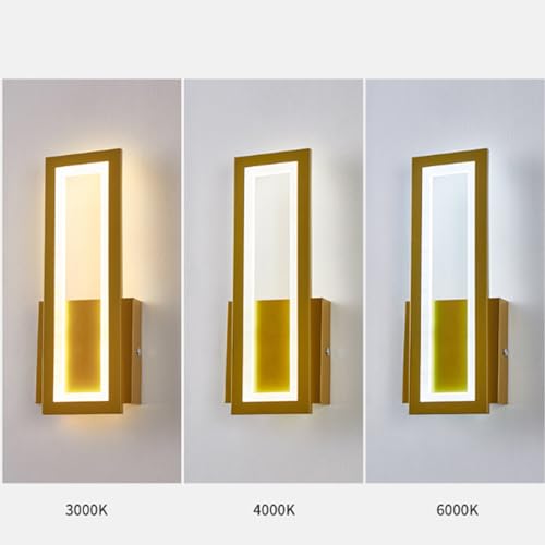 Aplique de pared LED táctil rectangular de 32cm en color oro con luz neutra para dormitorio 2
