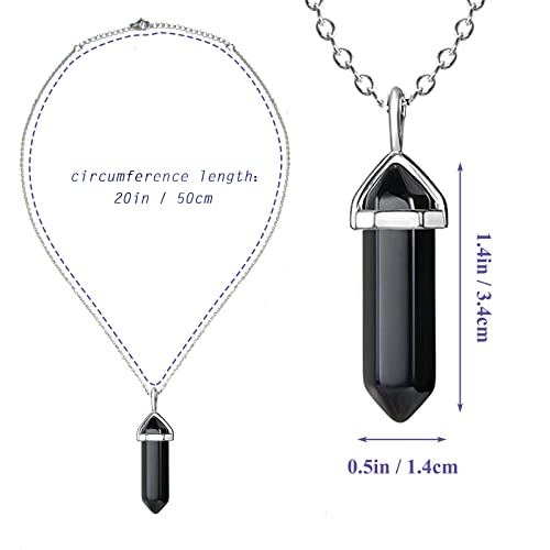 Crystal Necklaces For Women, Hexagon Crystal Point Pendant Necklace, Healing Crystal Stone Necklace For Spiritual (Black Obsidian) #TOP6
