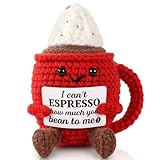 Vspek Positive Kaffee Geschenk, Emotionale Unterstützung Häkeln Kaffee mit Positiver Energiekarte, Positive Geschenke, Mutmacher Geschenkideen für Kaffeeliebhabe, Familie, Frauen, Männer