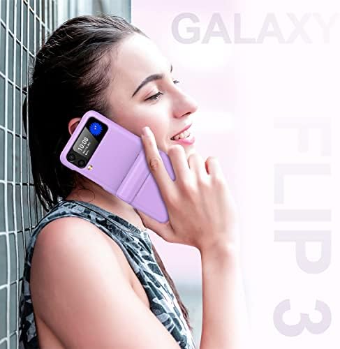 Vizvera for Samsung Galaxy Z Flip 3 Case with Hinge Protection (2021)- Z Flip 3 Armor Case- Silicone All-Inclusive Shockproof Case, Matte Purple