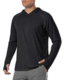 TACVASEN Men's Shirts Quick Dry UV Protection Jogging Running Hoodie Athletic Tops Tees Black, XL