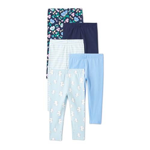 Image of Amazon Essentials Girls' Cotton Stretch Leggings, Multipacks