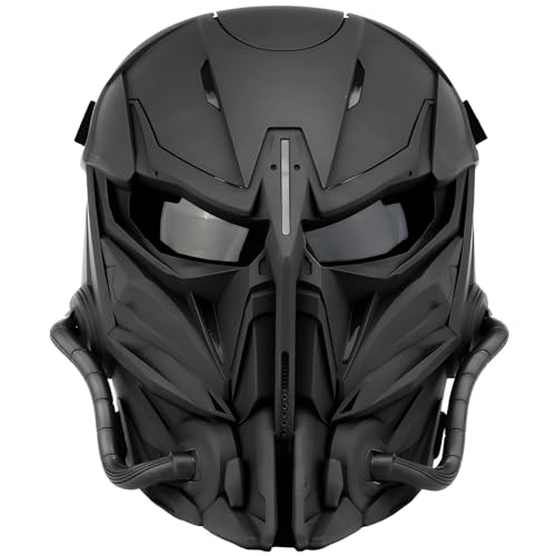Chewtoyo - Full Face Airsoft Mask, Adjustable Cs Cosplay Protective Mask with Clear Pc Lenses, Ventilation, Sponge Cushion, Ideal for Paintball, Bb Gun Games, Halloween, Outdoor Fun