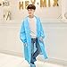 DoMii Kids Fashion Translucent Raincoat Reusable Portable Rainwear Hooded Poncho for age 3-11 Boys Girls blue M
