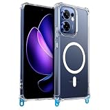 Hy+ OPPO Reno13 A ケース CPH2699 / A501OP 対応 MagSafe ケース 耐衝撃 クリア ハイブリッド 背面ポリカーボネート 側面TPU 薄型 軽量 ショルダーストラップ対応 取り外し可能パーツ付き