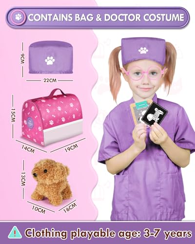 Image of Lehoo Castle Wooden Doctor Kit for Toddlers 3-5, Vet Toys for Kids(Pink)