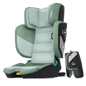 Jovikids Faltbar Kindersitz mit ISOFIX, i-Size R129 Kinderautositze ca. 3-12 Jahre (100-150cm), Kindersitzerhöhung mit Rückenlehne, Geeignet für Reisen (Grün)