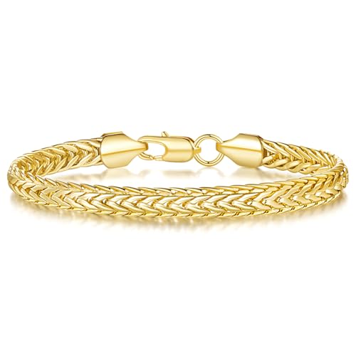 14K Gold Bracelets for Women Mens bracelet Link Foxtail 14K Gold Chain Bracelets for Women Trendy Dainty Bracelets for women 6.5-9in