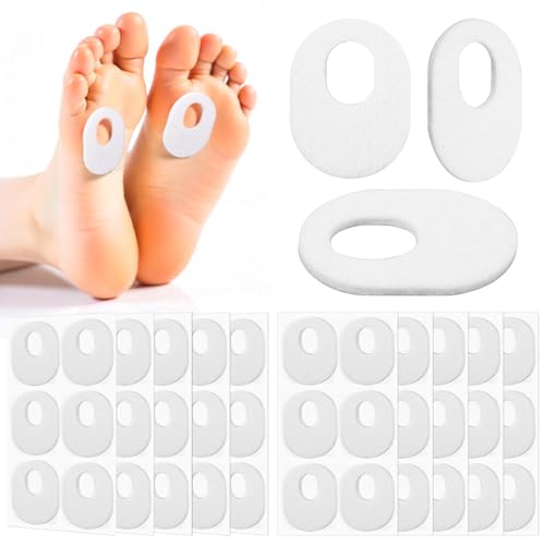 60 Stück Hornhautpolster, Hühneraugen Druckschutzringe Selbstklebende Hühneraugenschutz Kissen Für Fußschutz Hornhaut Schutz Pads, lindert Schmerzen bei Hornhaut, Hühneraugen, Blasen, Fersenreibungen