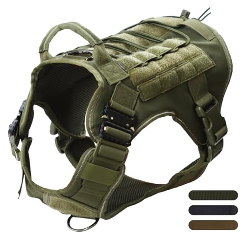 APKOL Tattica Pettorina Cane, 3 Taglie, Pettorina Cane Taglia Media con MOLLE, fibbia in metallo, Resistente Nylon pettorina cane taglia grande, Traspirante e Regolabile Pettorina cane Taglia (L)