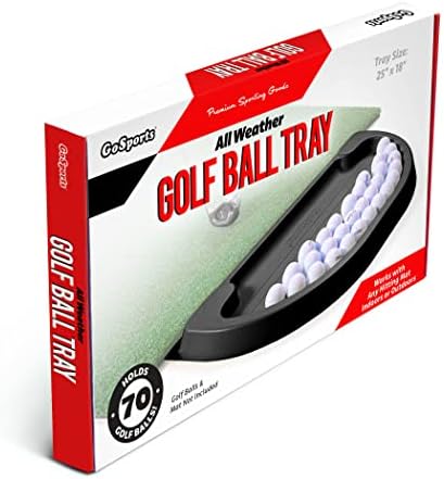 GoSports All-Weather Golf Ball Tray - 70 Ball Capacity - Compatible with All Hitting Mats - Black