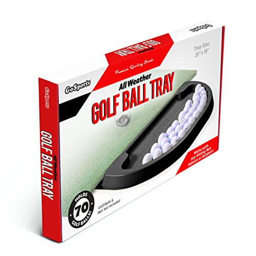 GoSports All-Weather Golf Ball Tray - 70 Ball Capacity - Compatible with All Hitting Mats - Black