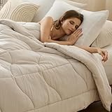 Bedsure Twin Comforter - Twin Duvet Insert for All Season, Ultra-Soft Down Alternative & Prewashed Duvet Insert with 4 Tabs - Machine Washable, Linen, 88x68 Inches