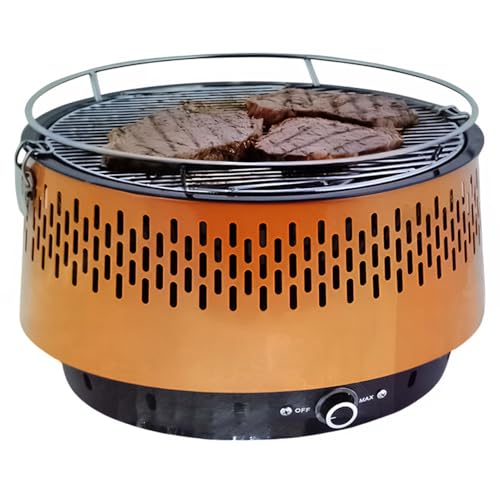Barbecue a Carbone Portatile con Sistema di Ventilazione Antifumo odori griglia compatto per campeggio pic nic da Tavolo 34x25 cm a Batterie