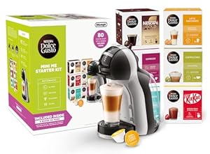 NESCAFÉ Dolce Gusto EDG155.BG Mini-Me Automatic Coffee Machine Black & Arctic Grey by De’Longhi - Starter Kit
