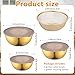 CODOHI Gold Mixing Bowls with Airtight Lids Stainless Steel Mixing Bowl Set of 3 Metal Nesting Organizers and 1 Colander Non-slip Bottom for Baking Serving Food Size 2.22, 1.27,0.74 QT, Stackable