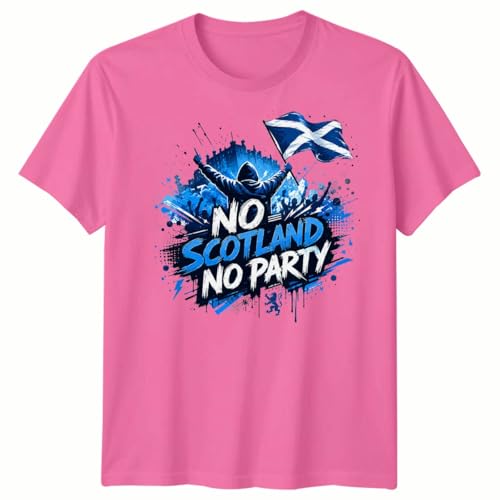 Image of No Scotland No Party Unisex Football T Shirt Game Day 2026 Scotland Soccer Fans Foooty Tee Gift Unisex 2XL Fuchsia