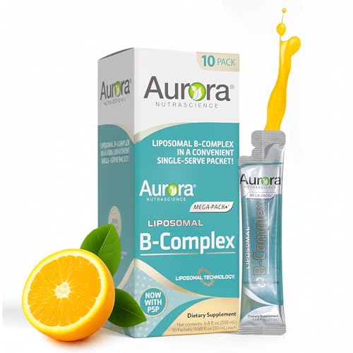 Aurora Nutrascience Mega-Liposomal B-Complex + Vitamin C, 10 On-the-Go Single Serve Packets &ndash;...