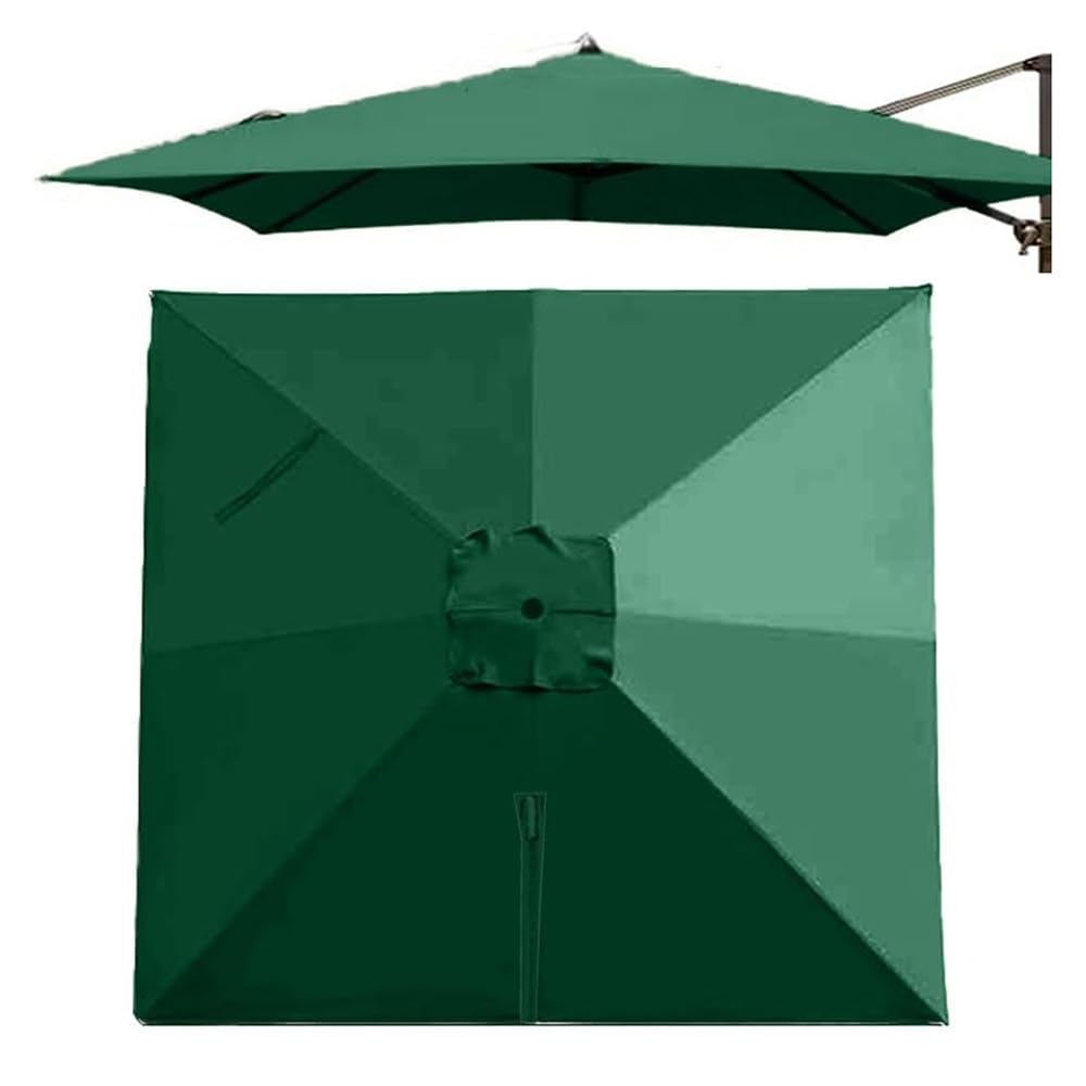 2.5×2.5m 3×3 Housse De Rechange pour Parasol Déporté Toile De Rechange pour Parasol Carré Dessus De Parapluie De Rechange 8 Baleines Anti-UV/Étanche(Green,300x300cm(10'x10'))