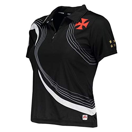 Camisa Polo Feminina Baby Look Vasco da Gama Logo Lateral Oficial