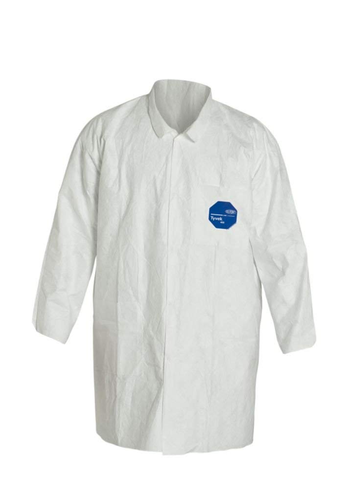 Disp. Lab Coat, M, Tyvek(R), White, PK30