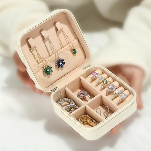 Parima-Gift-for-Her-Gifts-for-Wife-Teacher-Daughters-girlfriend-Personalized-Gift-Customized-Small-Gift-Personalized-Travel-Jewelry-Case-for-Women-Teen-Girl-Letter-G-White