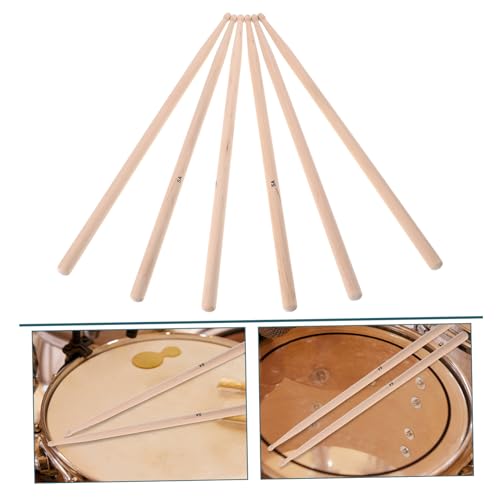 3 pares de baquetas duraderas de madera de arce para baterías electrónicas y actuaciones de jazz, accesorios versátiles de percusión para bateristas y entusiastas de la música miniatura 7