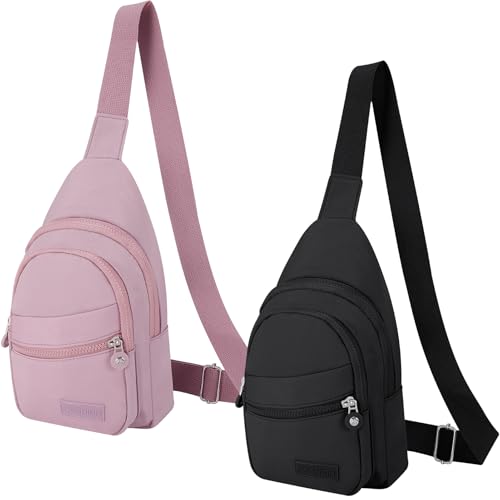 ViEinkaufen 2 bolsas de pecho para mujeres y hombres, impermeables, de nailon, bolsa de hombro antirrobo, mochila multiusos, bolsa de almacenamiento ligera para viajes, senderismo, ciclismo, deportes
