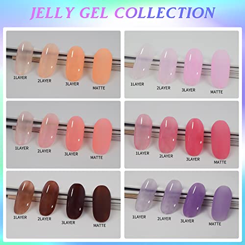 Lzhnb 28 Pcs Gel Nail Polish Set Jelly Nude Neutral Skin Color Pink Grey Brown Gel Polish Kit Semi-Transparent Nail Polish Fall Nail Gel Uv Led Soak Off Home Diy 6Ml+10Ml #TOP1