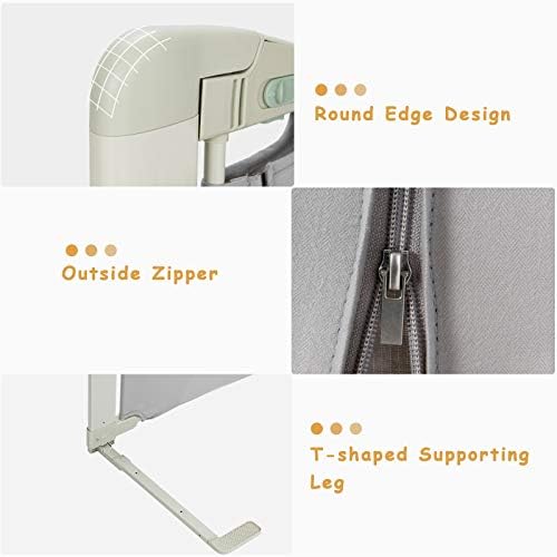 GYMAX 150cm Bed Rail, Vertical Lifting Toddler Safety Protection Guard, Anti-Fall Gate Mesh Guardrail for Baby Kids