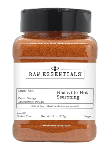Raw Essentials Nashville Hot Rub – Spicy Dry Rub Seasoning for Chicken, Wings & Seafood – Bold Southern Style Blend – Non GMO, Gluten Free, Vegan – 8 oz Bottle