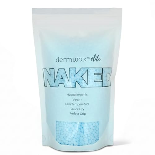 Dermwax Elite Naked Sparkle Blue Hard Wax Beads Sparkling Gel Formula Wax for Sensitive Skin & Larger Areas Hypoallergenic Fragrance-Free Low Temp Melt & Quick Set Suitable for All Hair Types