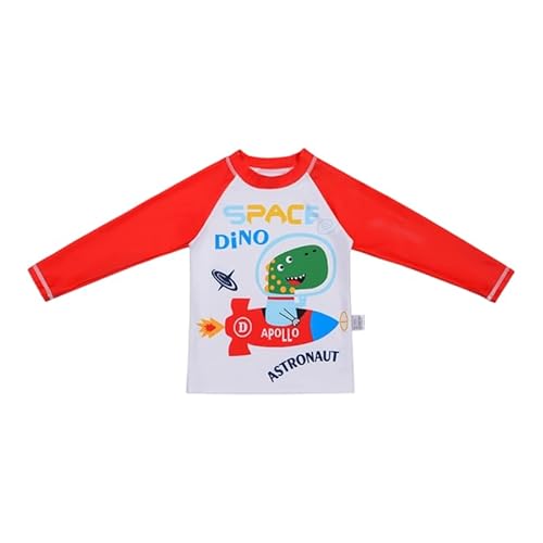 YAGATA Uv Schutzkleidung Baby Uv Anzug Shirt Strand Badehose Uv Schutzkleidung Baby Rakete Dinosaurier 5-6 Jahre 130