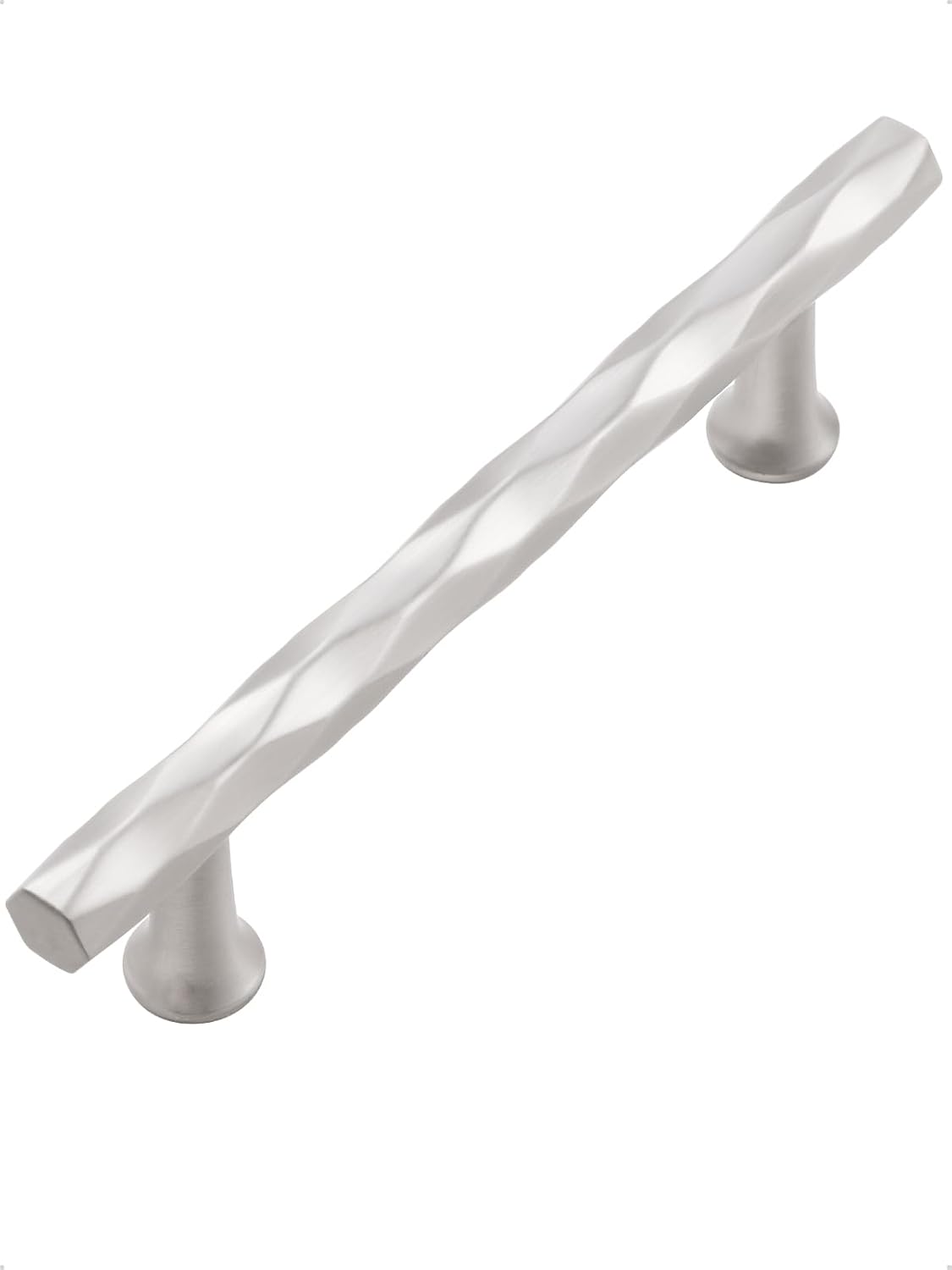 Brushed Nickel Cabinet Knobs 10 Pack Hammered Silver Cabinet Handles Decorative Kitchen Drawer Dresser Cupboard Bathroom Vanity Cabinet Hardware Rhombus